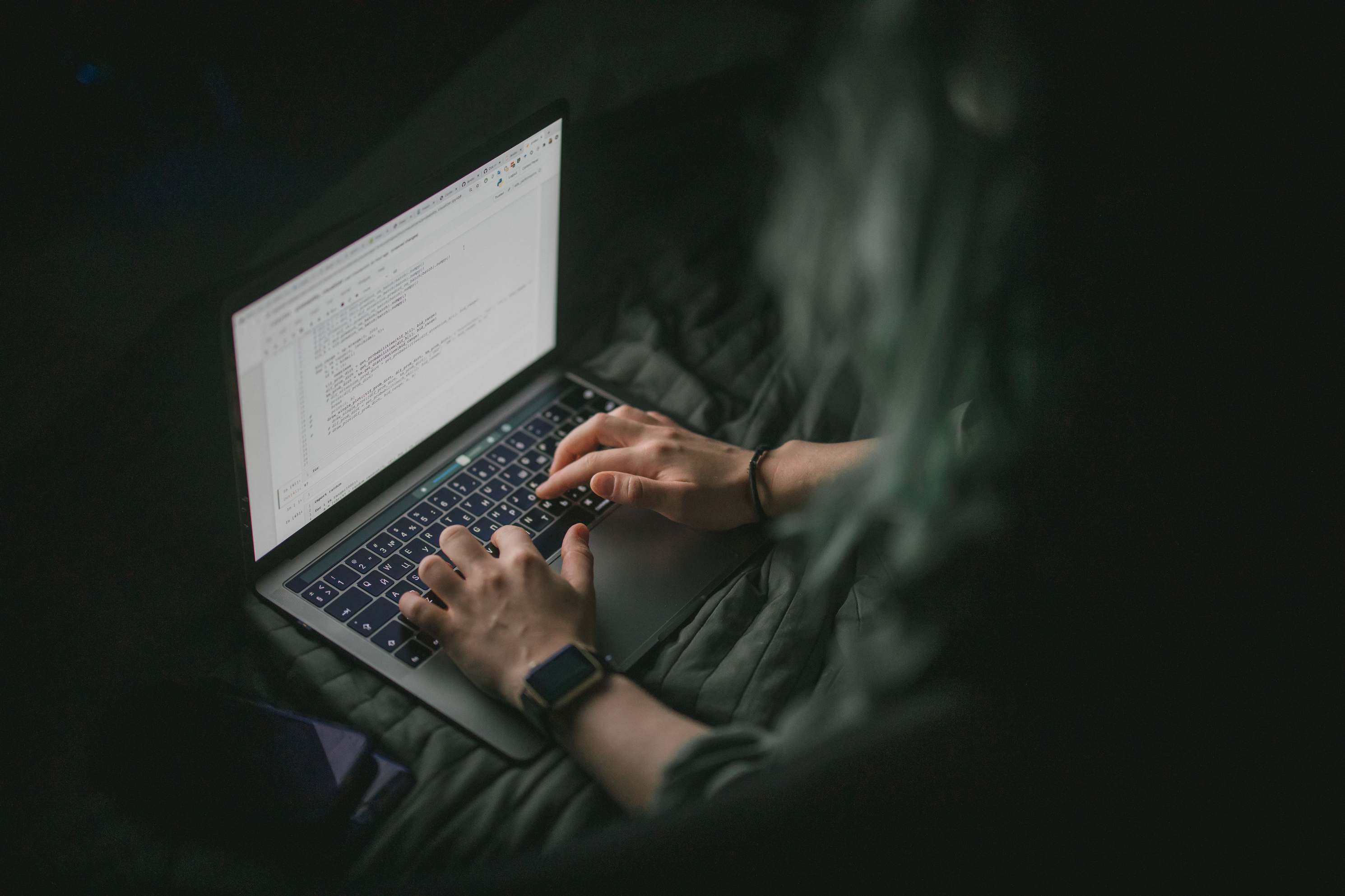 Programming code visible on a computer screen during review